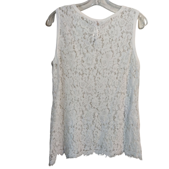 Chicos Tank Top Womens 1 Medium M White Sleeveless Shirt Stretch Blouse Lace - Picture 4 of 8